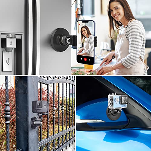 UTEBIT Magnetic Camera Mount for Action Camera, 66lb Strong Magnetic Mount with 360° Rotation Ball Head for Car or Magnetic Surfaces, Compatible with Gopro Hero 13, DJI Osmo Action Osmo Nano, Insta360 - size: 88MM