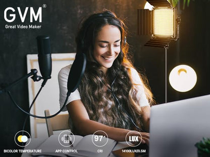 GVM 480 LED Video Light with Tripod, Dimmable 2300K-6800K LED Video Lighting with APP Control, SLED Photography Continuous Light for Studio Light for Studio YouTube Video Studio Set, Video Lamp - size: 1 Pack with Tripod