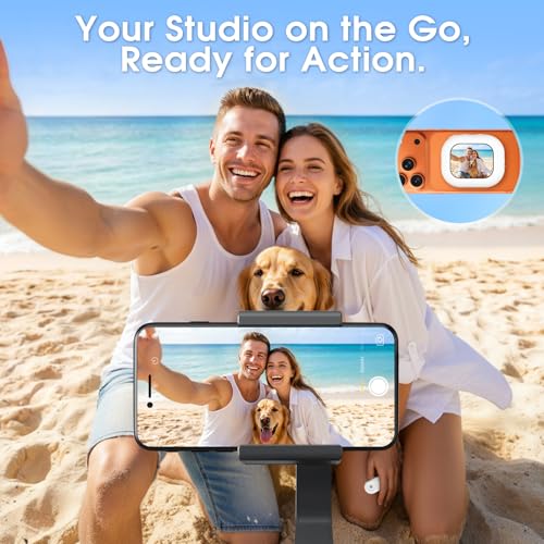 Magnetic Selfie Monitor Screen for Phone - 1080P Portable Wireless Phone Vlog Camera Monitor with Back Screen, Compatible with iPhone Android Phones, Ideal for Content Creators, Streaming (White)