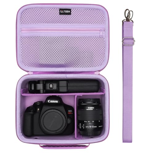 Camera Case Compatible with Canon EOS Rebel T7/R50/R6 Mark II/R100/R50 V/T6/R8/R10/R5 Mark II/RP/R7/5D Mark IV/SL3/R5/T100 DSLR SLR Camera, Len and Tripod with 4 Dividers and Shoulder Strap, Purple - color: Purple, size: Small