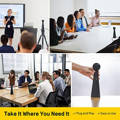 IPEVO Totem 180 4K Panoramic Video Conference Camera w/ 180° & 120° View, Premium Webcam, Full Room Coverage, AI Auto Framing, Noise Reduction Mics, Plug-and-Play USB-C, Remote Hybrid Learning
