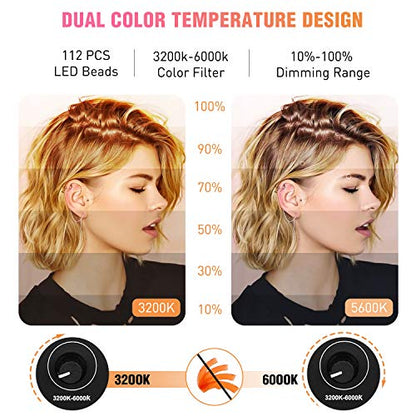 Ring Light 18 Inch LED Ringlight Kit with 73 inch Tripod Stand with Phone Holder Adjustable 3200-6000k Color Temperature Circle MUA Lighting for Camera for Vlog, Makeup,Youtobe, Video Shooting, Selfie - style: 18 Inch Ringlight