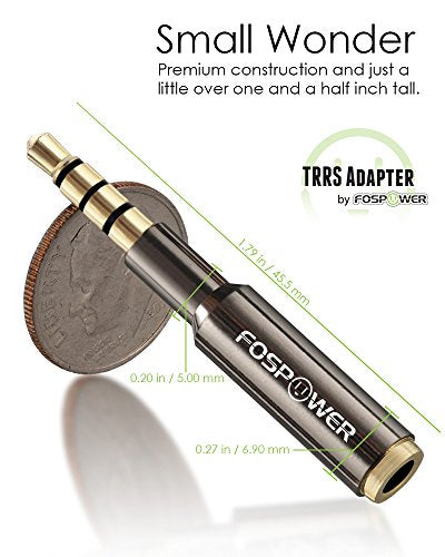 FosPower 3.5mm Male to Female Auxiliary Stereo Audio Headphone Jack AUX Adapter, 4-Conductor TRRS for iPhone, Smartphones, Tablets, Speakers, Microphone & Card Readers (1 Pack) - size: 1 Pack