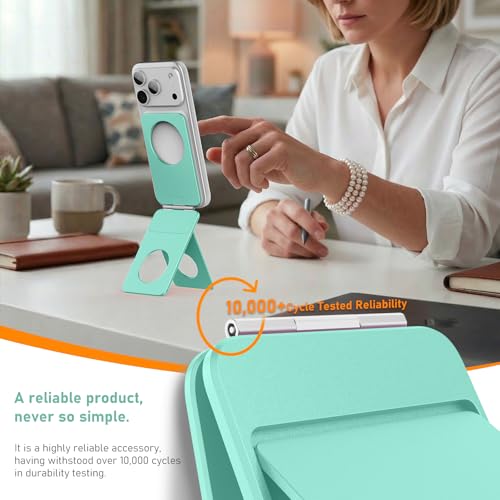 IST IDEA for Magsafe Tripod, Tripod for iPhone Lightweight Aluminum Alloy & Angle Adjustment & Strong Magnets iPhone Tripod Stand Compatible with 17/16/15/14/13/12 (Included Metal Ring) - color: Ocean Blue