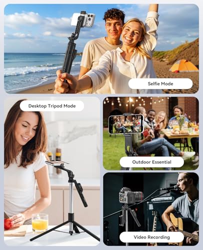ORICO 75" Phone Tripod & Selfie Stick - 360° Rotatable Handle + Phone Holder for Multi-Angle Shooting, Wireless Remote, Extendable Stand for iPhone/Android/Camera/GoPro, Travel/Vlog/Recording - size: 75''