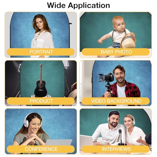 Kate Collapsible Backdrop Pop up Photo Backdrops Foldable Background Portable for Headshot,Portrait Photography,Video,5x6.5ft,Blue/Cyan