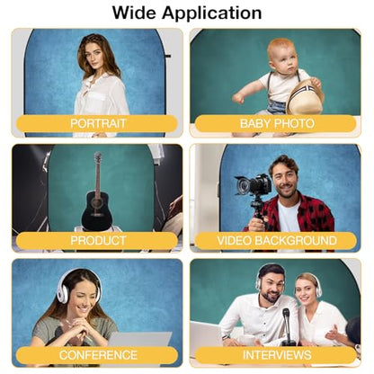 Kate Collapsible Backdrop Pop up Photo Backdrops Foldable Background Portable for Headshot,Portrait Photography,Video,5x6.5ft,Blue/Cyan