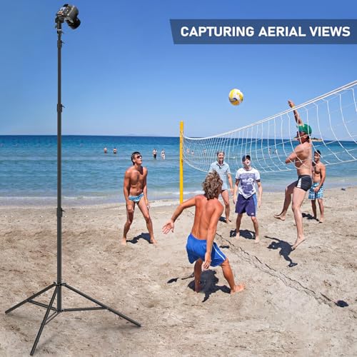 13.1' Heavy Duty Light Stand Photography Tirpod with Air Cushioned 157.2in/4m Adjustable Metal Professional Sky High Tripod with 1/4"& 3/8" Screw Adapter Compatible with Most DSLR Cameras - size: Air Cushioned 13.1'