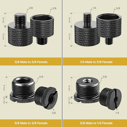 IXTECH Mic Stand Adapter Set 8 pieces Metal Microphone Stand Screw Thread Adapter 5/8 Female to 3/8 Male 3/8 Female to 5/8 Male 5/8 Female to 1/4 Male 1/4 Female to 5/8 Male Tripod Adapter ADP02A Blck - color: 9 ADAPTER