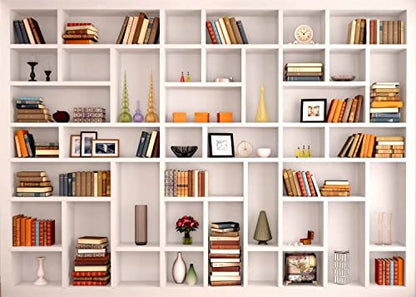 BELECO 6x4ft Fabric Modern White Bookshelf Photography Backdrop Books Ornaments Background Webcam Background Poster Home Office Zoom Meeting Video Conferencing Backdrop Kids Adults Portrait Shoot - size: 6x4FT