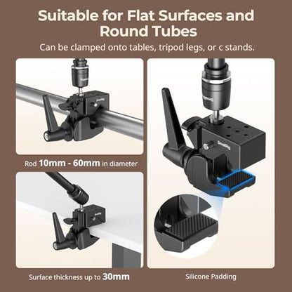 SMALLRIG Friction Magic Arm Camera Mount with Super Clamp and Platform, Overhead Camera Desk Mount Srand, Studio Space Saver, Heavy Duty Mount/Bracket for Lights, Cameras - size: Clamp+Magic arm