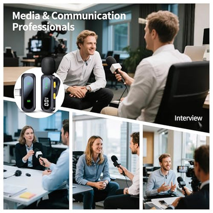 Wireless Lavalier Microphone with Magnetic Clip & LED Display, Mini Lapel Mic，Wireless Microphone for iPhone,Android, iPad, for Video Recording, Streaming, Interview, Vlog,Tiktok,YouTube - size: 04_All iPhones & Androids (LED Display)