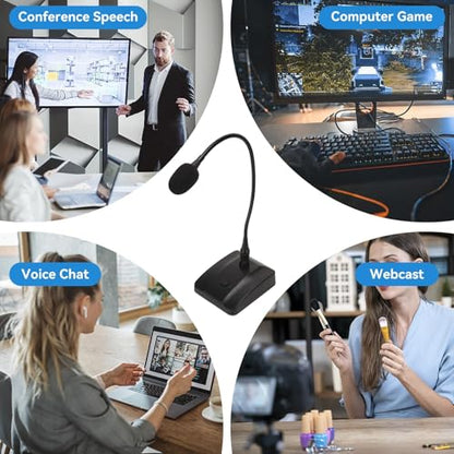 Gooseneck Microphone, 6.35mm Wired Microphone Gooseneck Condenser Microphone Desktop Microphone with Mute Button Computer Mic Podium Microphones Desktop Microphone Computer Mic Podium Microphones