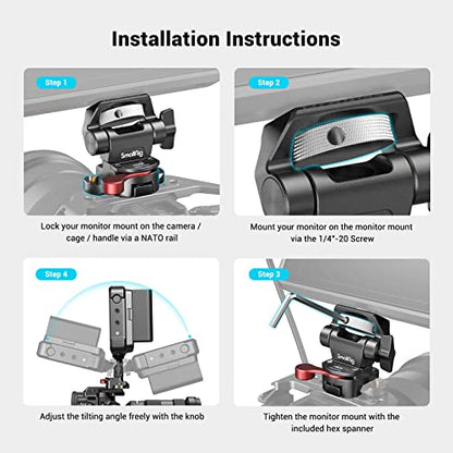 SmallRig Field Monitor Mount with NATO Clamp, Camera Monitor Holder for 5” and 7” Monitor, Swivel and Tilt Adjustable - 2906B - style: nato clamp base