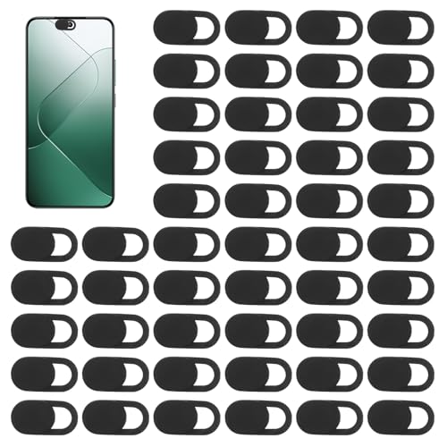 50 Pcs Webcam Cover, Black Practical Laptop Camera Cover Small Portable Phone Camera Covers for Compute Cell Phone PC Accessories to Protect Your Privacy and Security - color: Black