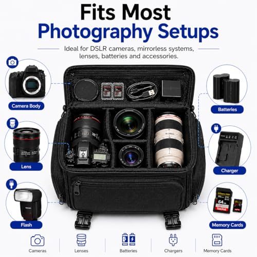 eCostConnection Extra Large Camera Bag Fully Padded Gadget Case with Dual Buckles for Sony,Nikon, Canon, Olympus, Pentax, Panasonic, Samsung & Many More SLR Cameras & Camcorders - size: Extra Large