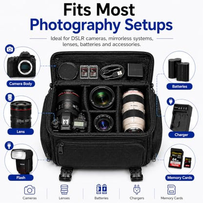 eCostConnection Extra Large Camera Bag Fully Padded Gadget Case with Dual Buckles for Sony,Nikon, Canon, Olympus, Pentax, Panasonic, Samsung & Many More SLR Cameras & Camcorders - size: Extra Large