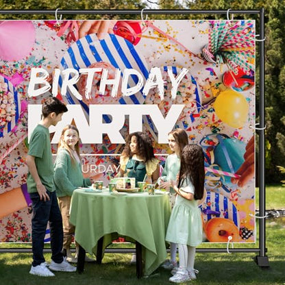 10 x 8 Backdrop Banner Stand with Extra Thick Tubing for Wedding Parties, Heavy Duty Adjustable Step and Repeat Stand for Photography, Portable Trade Show Banner Frame with Carring Bag