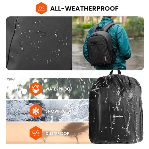 TARION Camera Backpack Bag Small - Professional DSLR Photography Case with 13 inch Laptop Compartment & Waterproof Rain Cover & Bottom Tripod Holder for Men Women Photographers - Black TB-S - color: Black, size: Small