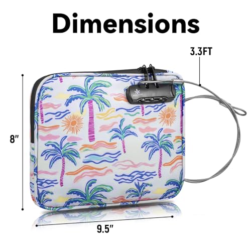KOSMCCO Beach Locking Bag, Portable Safe, 9x7.5 Inch, Beach Day | Anti-Theft Design, Security Cable Included, Holds Phone Wallet and Keys, Ideal for Beach Pool Cruise and Travel - color: Beach Day