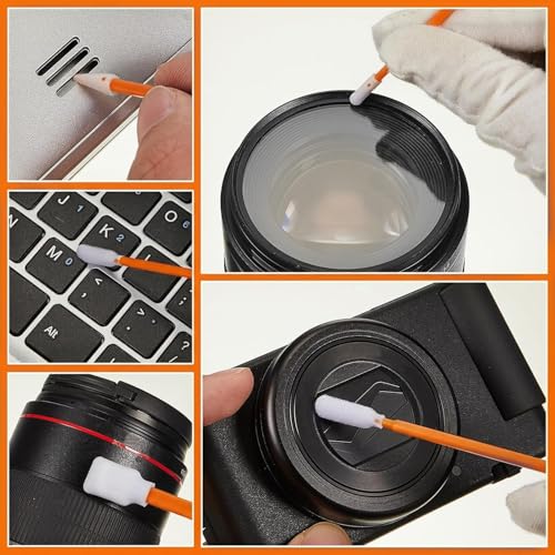 Cleaning Lab Swab Kit 200 PCS Microfiber Knitted Polyester Cleaning Sticks Professional Lint Free Lab Swabs for Printer, Gun, Optics Lens, Camera, Arts and Crafts, Automotive Detailing (5 Sizes) - color: 200PCS