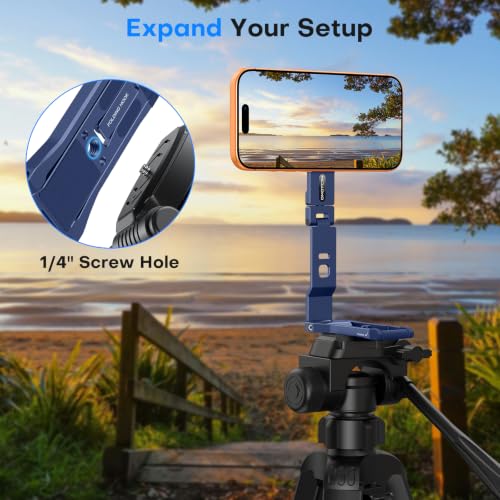 OMOTON TP03 [Ultra-Slim] for MagSafe Tripod, 360° Rotating Magnetic Phone Tripod for iPhone 17/16 Pro Max Air Women Men, Fold Cell Phone Stand with 1/4" Screw & Hook Fits Vlog, Live, Travel, Blue - color: Blue