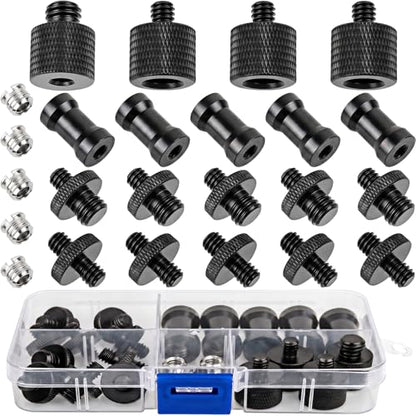 24 Pcs Camera Tripod Adapter, 1/4 to 3/8 Threaded Converter Camera Screw Mount Set,Tripod Thread Adapter for DSLR Camera, Monopod, Ballhead, Quick Release Plate, Flash Light - color: 24 Pcs Camera Mount Screw