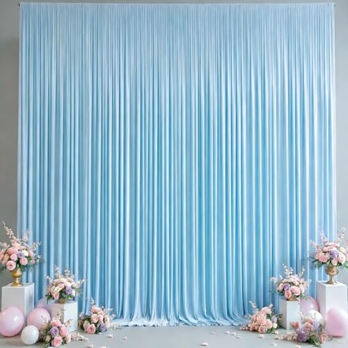 10x10FT Backdrop Curtains with Rod Pockets - Wrinkle Free Photo Stage Backdrop 2 Panels Curtains Drapes for Photography Wedding Party Baby Shower Decorations (Blue) - color: Blue, size: W5' x H10'(2 panels)