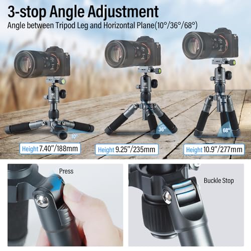 SIRUI Compact Mini Desktop Tripod, 20" Aluminum Portable Small Tabletop Tripod Stand with 360° Ball Head for DSLR, Camera, Phone, Loaded up to 17.64lbs, Phone Holder Included, AM-TT50 - style: AM-TT50