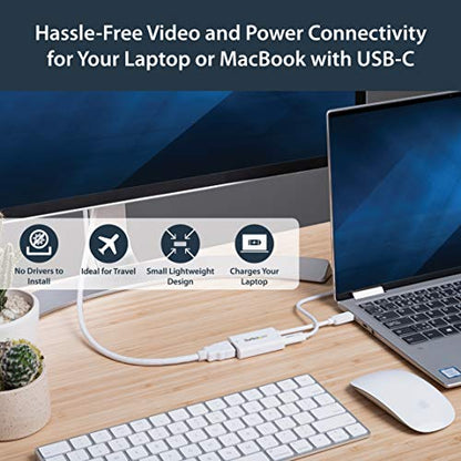 StarTech USB-C to HDMI 2.0 Active Adapter, 4K 60Hz, 60W PD, White, 1080p - color: White, style: 4K 60Hz w/ 60W PD Charge