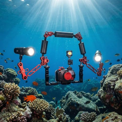 2Pack 1" Ball Clamp for Underwater Camera Tray, Aluminum Diving Light Mount Butterfly Clip, 360° Adjustable Ball Head Adapter for Scuba Flash, Action Camera, Extension Arm (Include 2 Adapters)