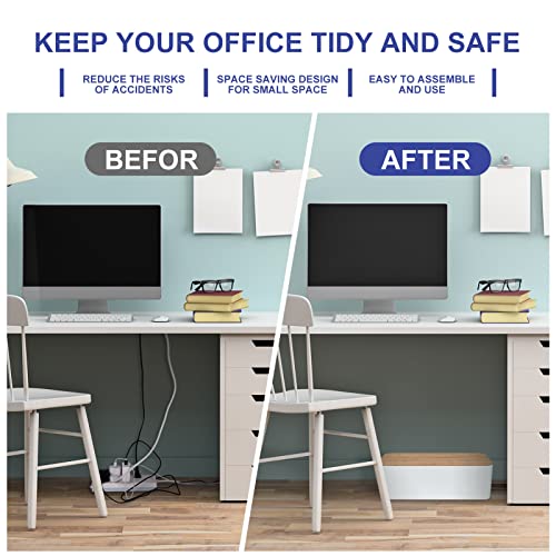 Cable Management Box - Wooden Style Cord Organizer Box to Hide Wires & Power Strips | Desk Computer Cable Organizer Box | Safe ABS Material | 12.6" (L) x 5.3" (W) 4.9" (H) | for Home & Office - White - size: Medium