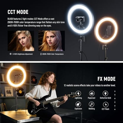 NEEWER RL45B 18" Edge Lit Desk Ring Light for Phone Camera Laptop LED Lighting Kit Phone Holder Desktop Stand Ball Head Mount Video Conference Webcam Recording Zoom Call Streaming Makeup Selfie