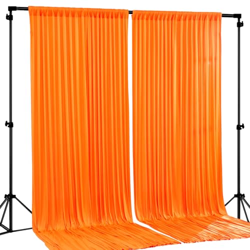Orange Backdrop Curtain 2 Panels-Wrinkle-Free Champagne Curtains Polyester Photography Drapes for Baby Shower Birthday Party Photo Background Backdrop Stand- 8 X10FT (Orange) - color: Orange, size: W4' x H10'(2 panels)