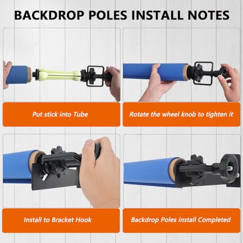 MagicLine Photography Backdrop Wall Mount 3 Roller Support System,Manual Photo Background Holder for Ceiling/Light Stand Mount & 2 Hooks,6 Expand Bars,3 Chains,Backdrop Stand for Home Studio