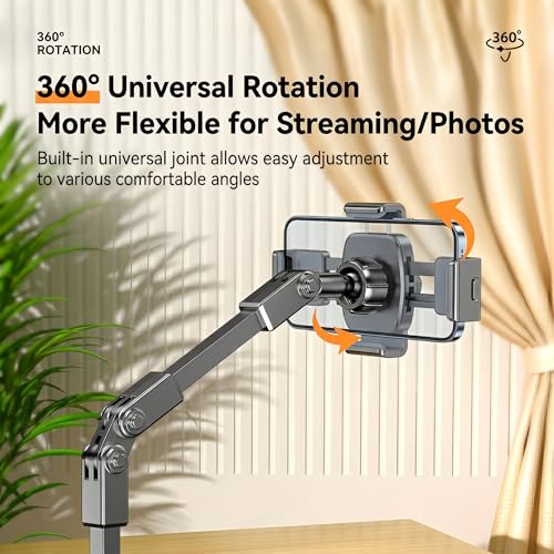 Adjustable Carbon Steel Desk 360 Degree Rotating Phone Stand | 360 Degree Rotating, Extendable, For Live Streaming, For Video Calls and Home Office