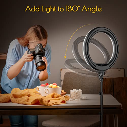 Weilisi 12" Selfie Ring Light with 63" Tripod Stand, Dimmable LED Ring Light with Phone Holder and Wireless Remote, [2-in-1] RGB & Selfie Stick for Photography/Makeup/Live Stream/YouTube - color: White/Warm