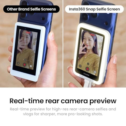 Insta360 Snap Selfie Screen - 4K Magnetic Selfie Monitor Screen for Selfie, Vlogging, Compaitble with iPhone 15/16/17 Pro, Touchscreen Control, Wired Instant Connection - size: Snap Selfie Screen