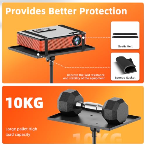 Projector Stand Tripod, Adjustable Height 26.6 to 47.2 Inch Laptop Tripod on Wheels, Portable Projector Mount, Stable Floor Stand for Office, Home, Outdoor, Studio and DJ Racks