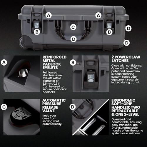 NANUK 935 Pro Photo Kit – Waterproof Travel Camera Hard Case with Padded Dividers and Wheels, 22” x 14” x 9” - Dustproof and Impact Resistant, Airline Carry-On Approved – Graphite | IP67 Waterproof, Padded Dividers and Lid Organizer, Heavy-Duty Wheels and