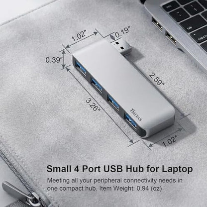 Left Side USB 3.0 Hub, 4-Port Cable-Free USB Splitter for Laptop, Direct-Plug Design, Compatible with MacBook, Laptops, Desktop, Surface, Flash Drive, HDD and USB More - color: Silvery(Left)