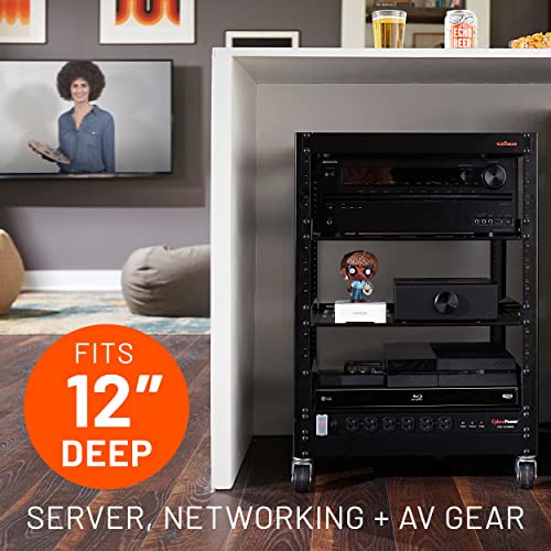 ECHOGEAR 1U Rack Shelf - Universal Design Works with Any Rack - Holds 25lbs of Servers, Network Gear, or AV Equipment - 12" Deep Steel Shelf with Ventilated Design - Install Hardware Included - size: 1U Rack Shelf