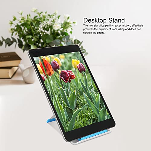 Cyrank Cell Phone Stand, 150 Degree Foldable Tablet Stand Phone Stand for Desk Desktop Phone Holder Phone Holder Cradle Desktop Bracket Phone Stand for Recording Office Desk Accessories(Blue)