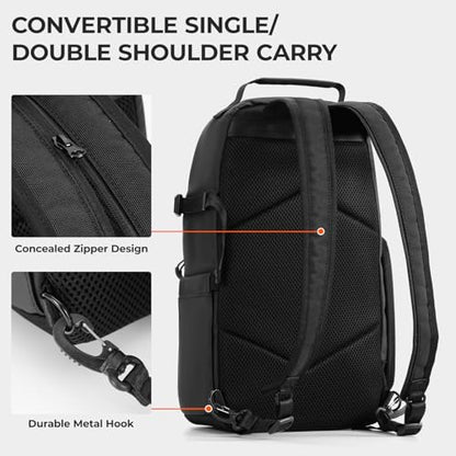 TARION Camera Backpack Sling Bag - 9L Compact Camera Bag 2-in-1 Waterproof Crossbody Sling Bag with Side Access & Dual Strap & Raincover for Photographers (TR-S) - color: 2-in-1 Sling Bag Black, size: Large