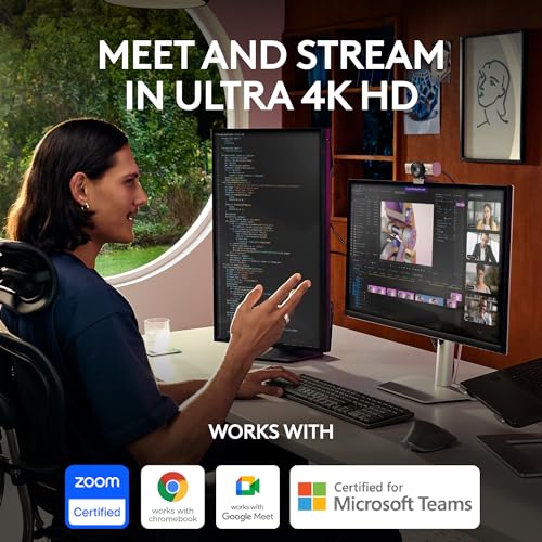 Logitech MX Brio Ultra HD 4K Webcam with Noise Reducing Microphones, AI-Enhanced Image Quality, Privacy Protector and USB-C Connection - Graphite