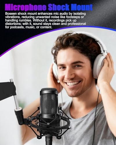 Universal Microphone Shock Mount, Mic Clip Holder for Diameter 47mm-53mm Mic Anti Vibration Adjustable High Isolation Shock Mount