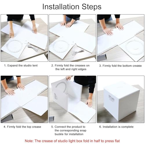 23cm Ring LED Panel Folding Portable Light Photo Lighting Studio Shooting Tent Box Kit with 6 Colors Backdrops (Black, White, Yellow, Red, Green, Blue), Unfold Size: 24cm x 23cm x 23cm