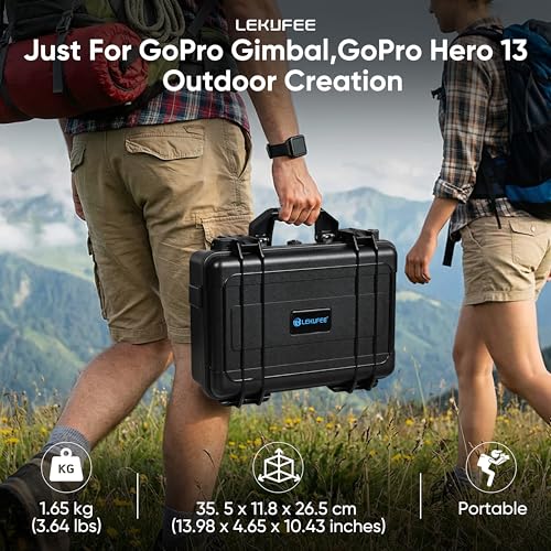 Lekufee Waterproof Hard Carrying Case for GoPro Fluid Pro AI 3-Axis Gimbal Stabilizer, Gopro Hero 13/12/11/10/9 Camera, Mission 1 PRO,Media Mod, and other Accessories(Case Only)