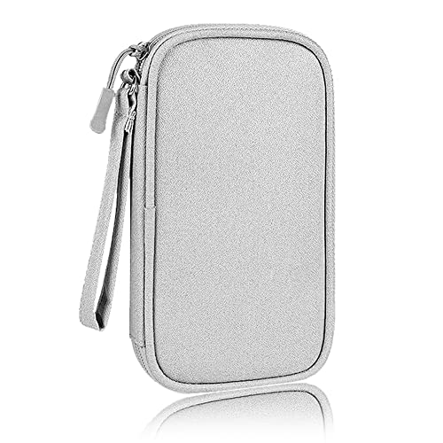 Electronics Organizer Bag Pouch Cable Charger Case Travel Shockproof Cord Carrying Case for Earphone Powerbank USB Hard Drive SD Card (Grey) - color: Grey