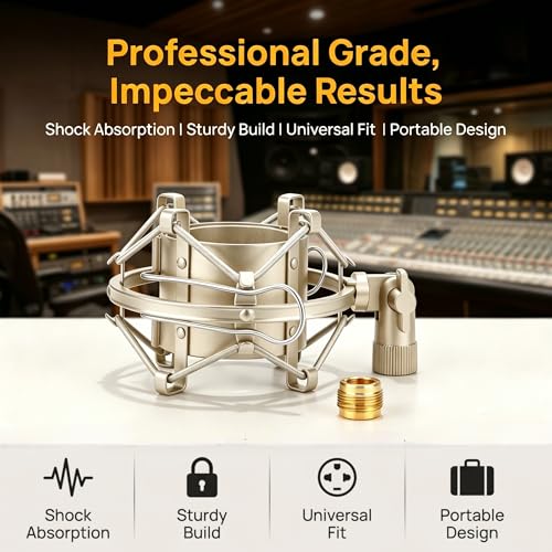 Miwayer Universal Microphone Shock Mount, Cobweb Anti-Vibration Suspension, Compatible with 1.6-1.8 Inch Large Diaphragm Condenser Mics for CAD U37, NW-700, MXL770, GLX220, Universal Studio Mic Clip - size: 1.6-1.8"(42-47mm) Silver